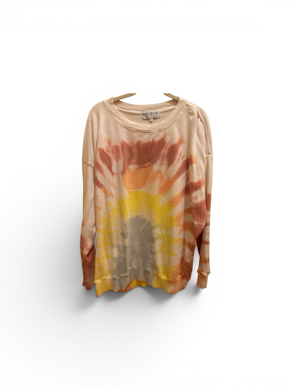 Wildfox Peach, Yellow & Rust Tie-Dye Crewneck Sweatshirt